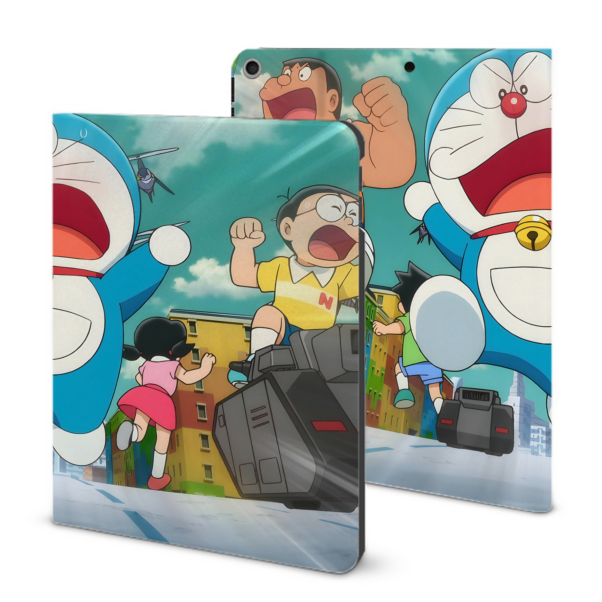 （画像用） ドラえもん Doraemon IPad ケース ブック型 PUレザー TPU 耐衝撃 軽量 薄型 ペン収納なし 全面保護 IPad 各モデル対応